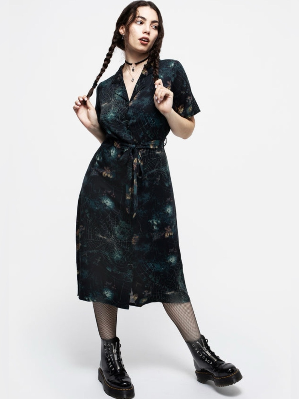 NWT Disturbia Blackthorn Midi Shirt Dress US 10 / UK 14